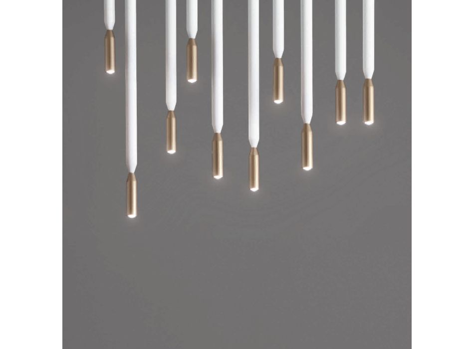 Ljuskrona med 10 LED-lampor i målad metall och justerbara kablar - lärk Viadurini