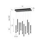 Ljuskrona med 10 LED-lampor i målad metall och justerbara kablar - lärk Viadurini
