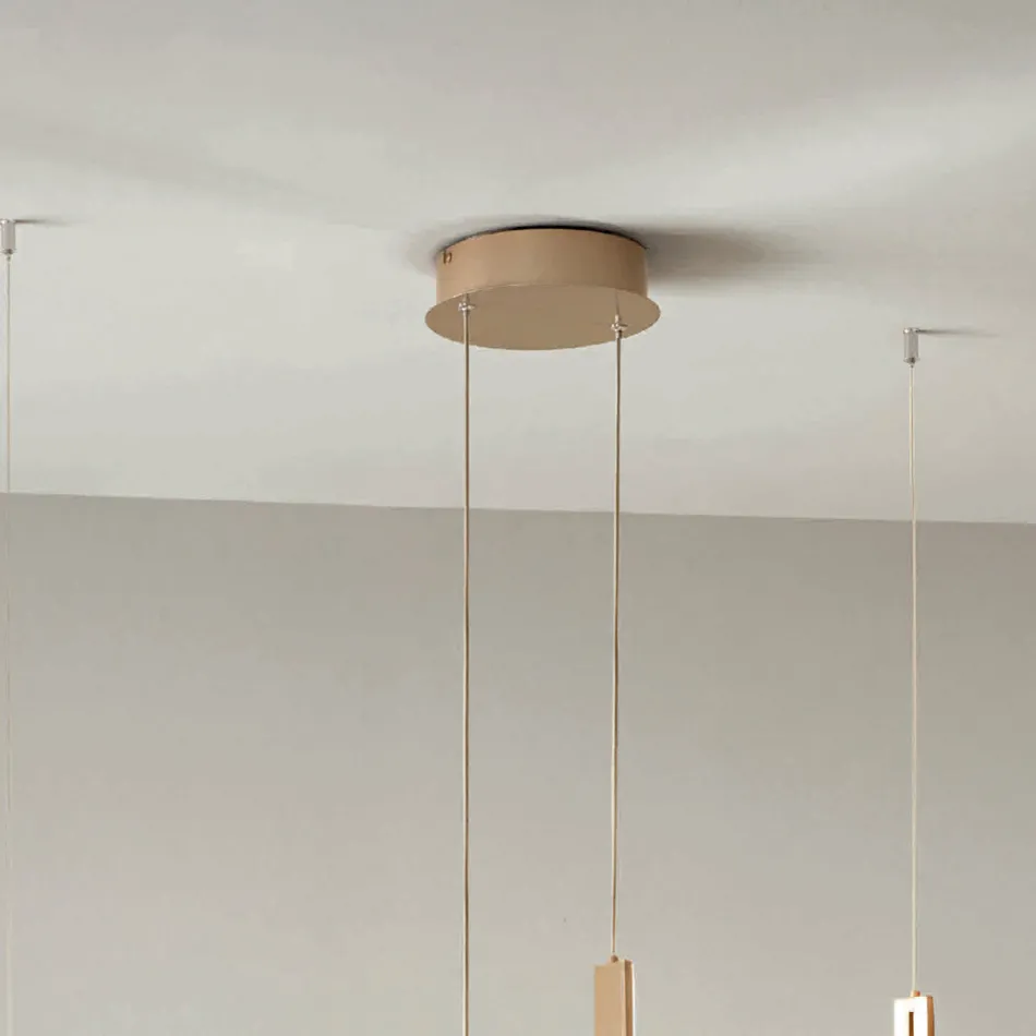 Ljuskrona med 2 lysdioder med löstagbar insats i granulerat glas - Catalpa Viadurini