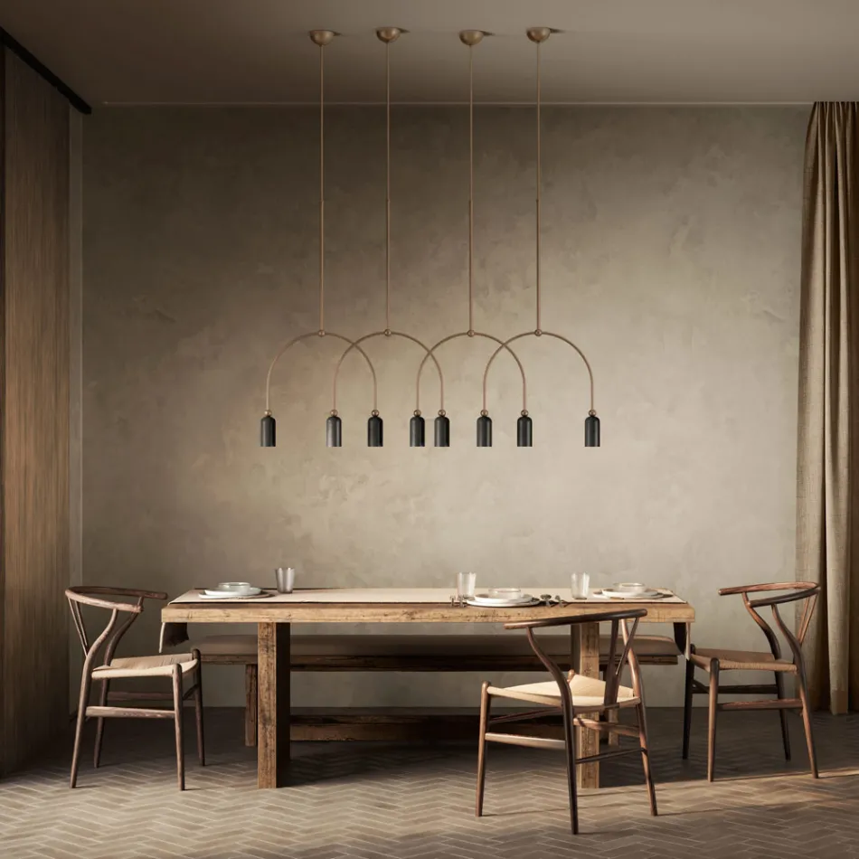 Ljuskrona med 2 lampor i olika ytbehandlingar Made in Italy - Lady Viadurini