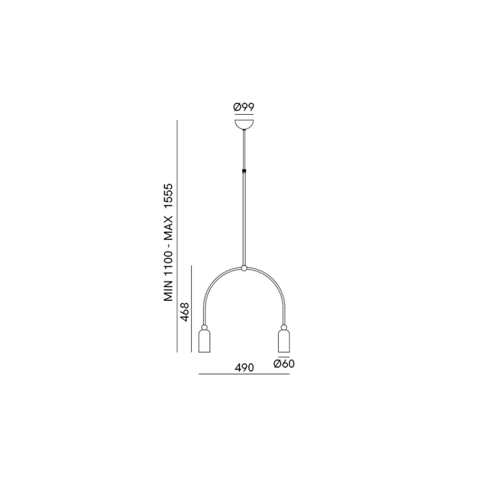 Ljuskrona med 2 lampor i olika ytbehandlingar Made in Italy - Lady Viadurini