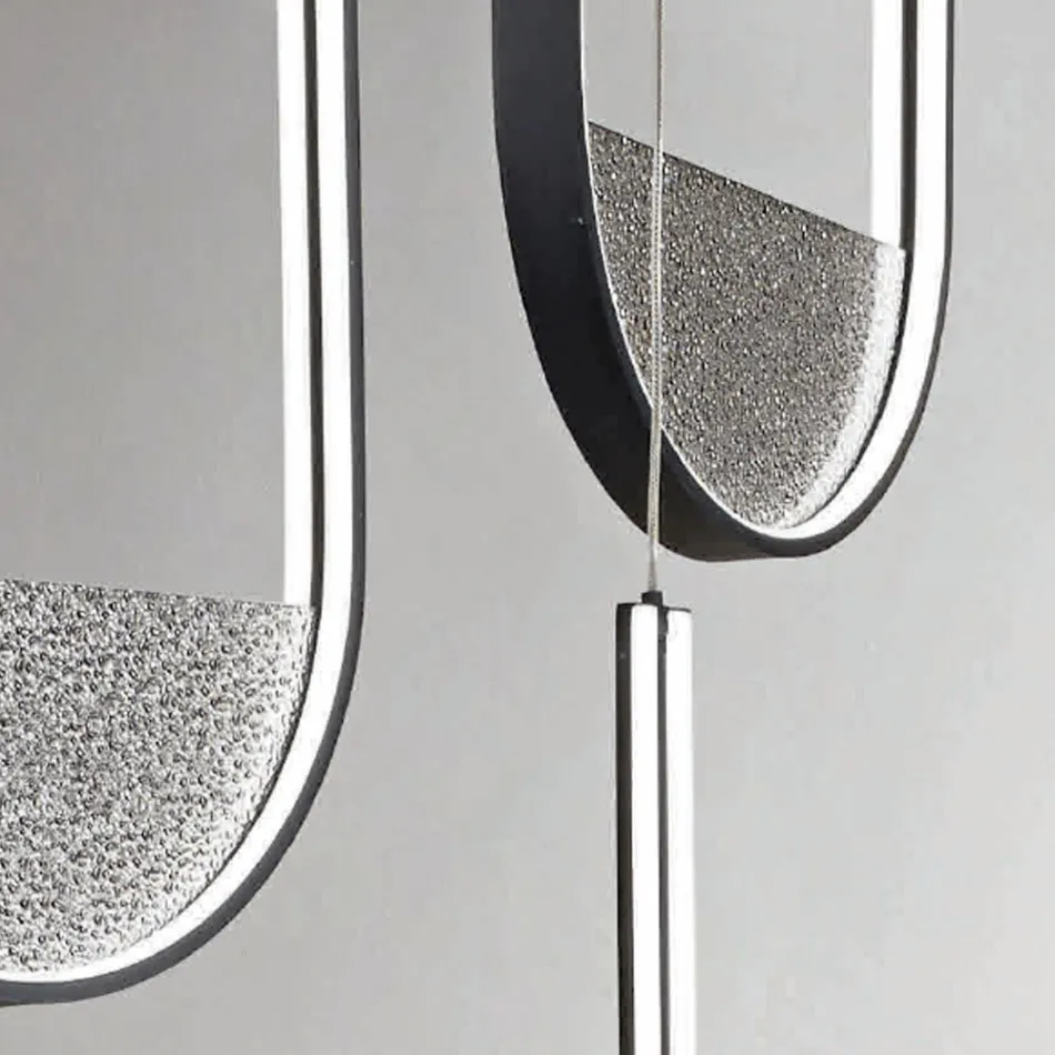 Ljuskrona med 3 lysdioder med löstagbar insats i granulerat glas - Catalpa Viadurini