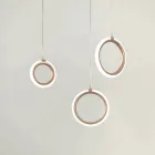 Ljuskrona med 3 LED-lampor i målad metall och valfritt glas - cederträ Viadurini