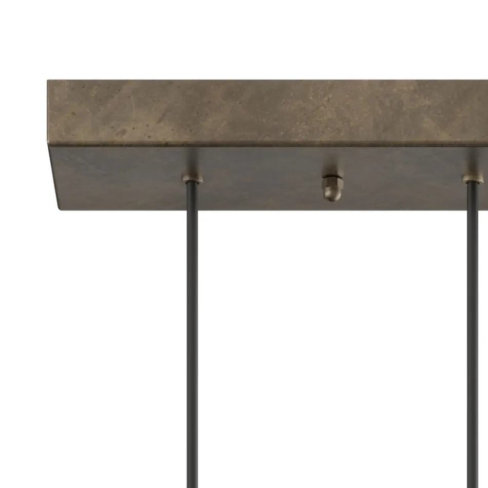 Ljuskrona med 5 lampor i järn och glas Tillverkad i Italien - Molnigt Viadurini