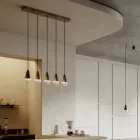 Ljuskrona med 5 lampor i järn och glas Tillverkad i Italien - Molnigt Viadurini