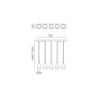 Ljuskrona med 5 lampor i järn och glas Tillverkad i Italien - Molnigt Viadurini