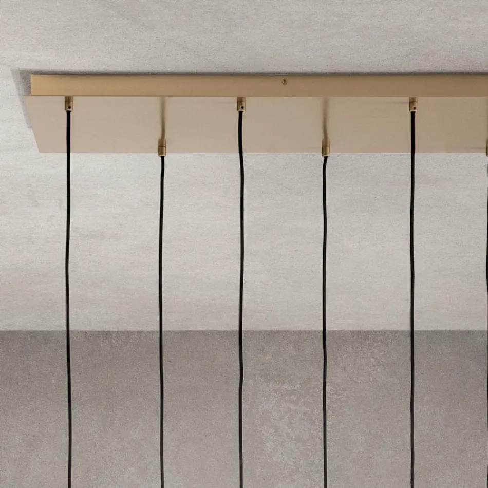 Ljuskrona med 6 lampor i blåst glas i form av en sfär tillverkad i Italien - Prilla Viadurini