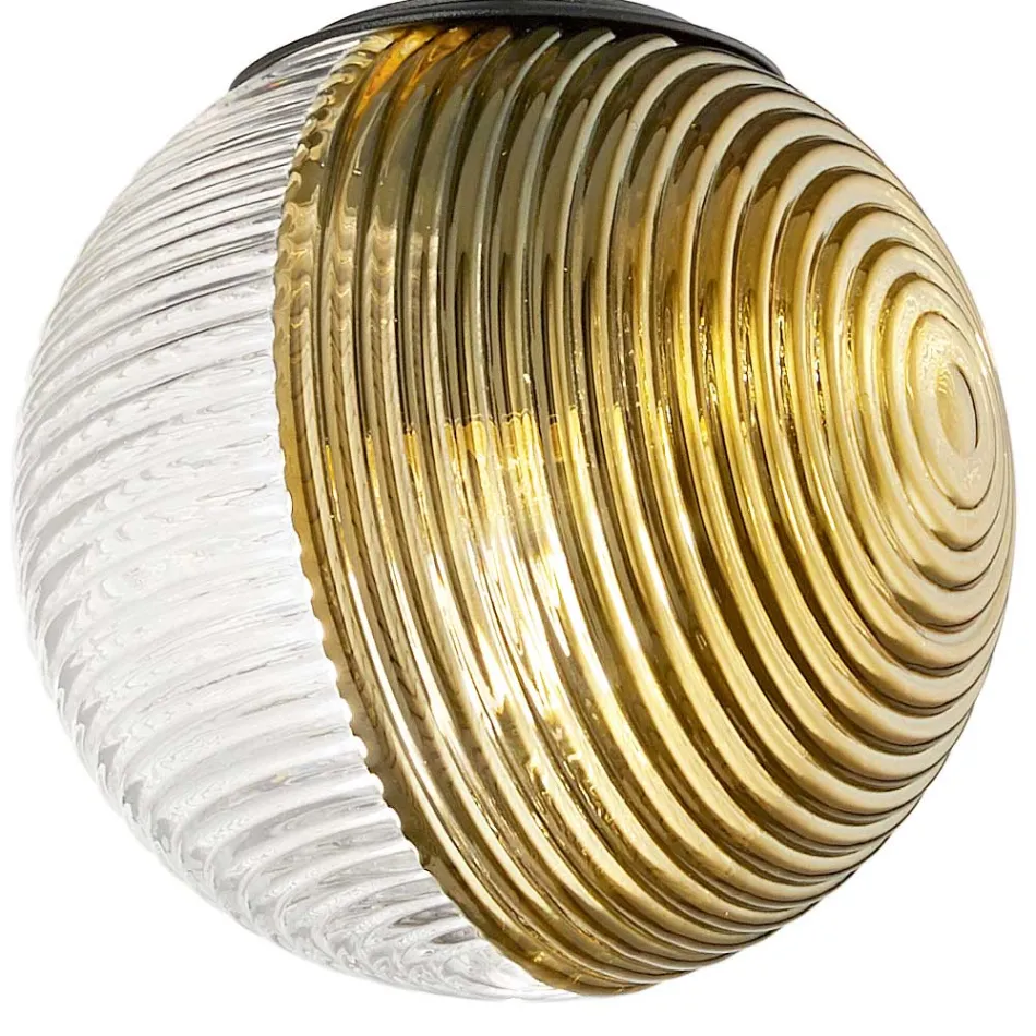 Ljuskrona med 6 lampor i blåst glas i form av en sfär tillverkad i Italien - Prilla Viadurini