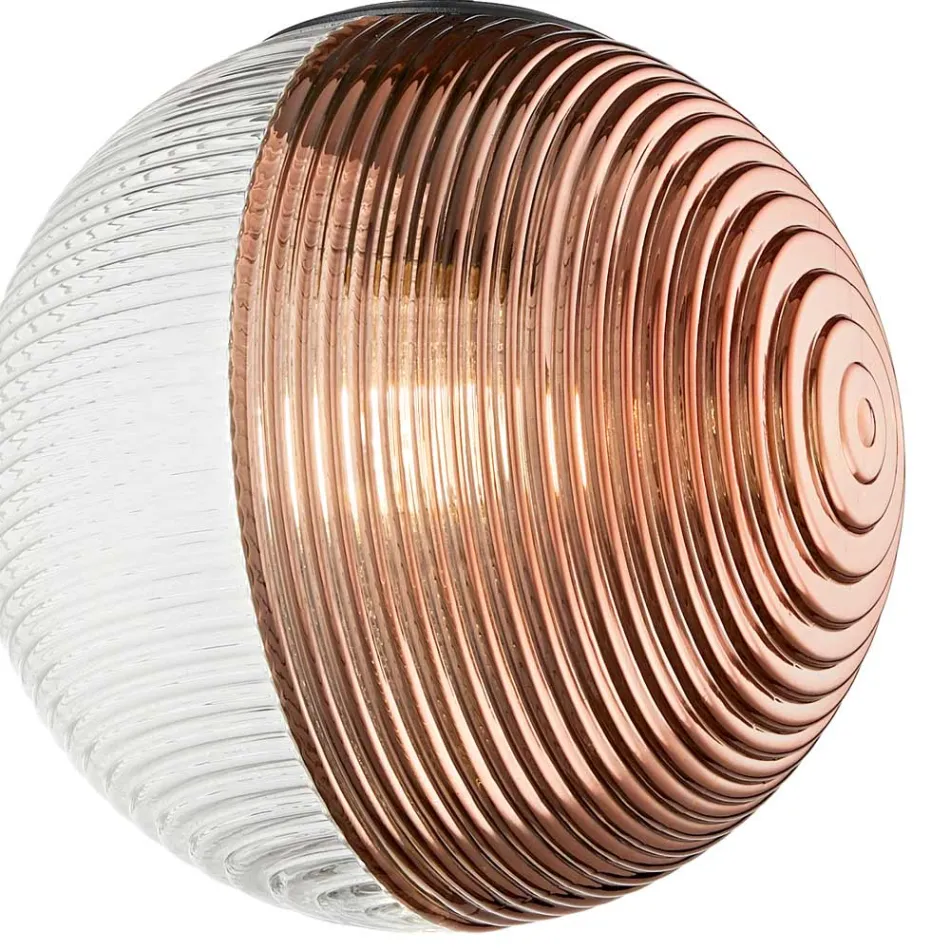 Ljuskrona med 8 lampor i blåst glas i form av en sfär tillverkad i Italien - Prilla Viadurini