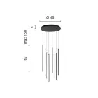 Ljuskrona med 8 LED-lampor i guldmålad metall och justerbara kablar - Orange Viadurini