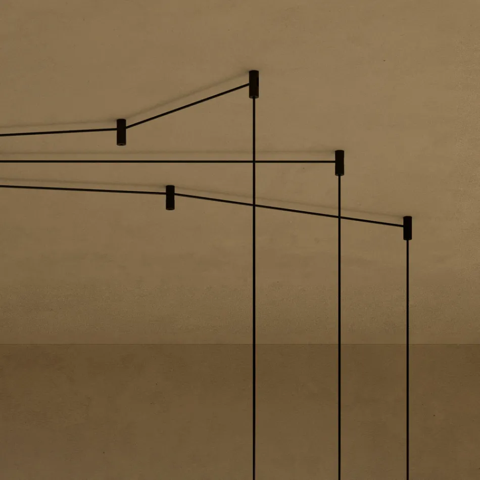 Ljuskrona med Canneté-glascylindrar Tillverkad i Italien - Oris Viadurini