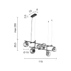 Ljuskrona med LED i guldmålad metall och blåst glas - Ailanto Viadurini