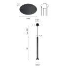 Ljuskrona med svartmålad metallram och justerbara kablar - Björk Viadurini