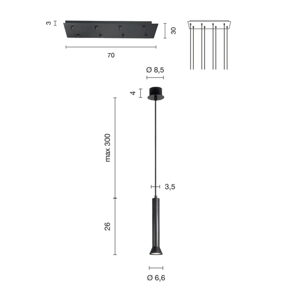 Ljuskrona med guldmålad metallram och justerbara kablar - Björk Viadurini