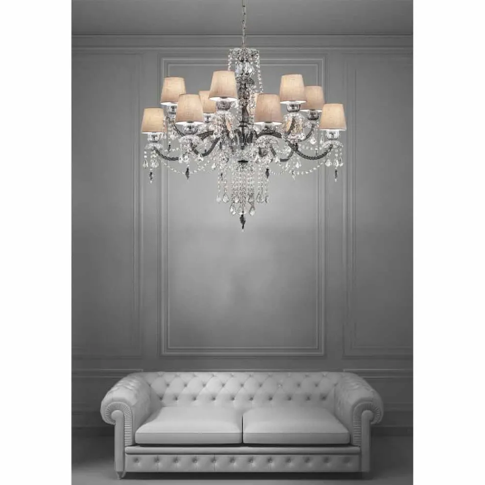 Artisan Venetian Glass 12 Lights Ljuskrona, tillverkad i Italien - Milagros Viadurini