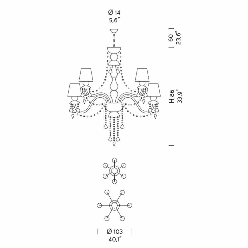 Artisan Venetian Glass 12 Lights Ljuskrona, tillverkad i Italien - Milagros Viadurini