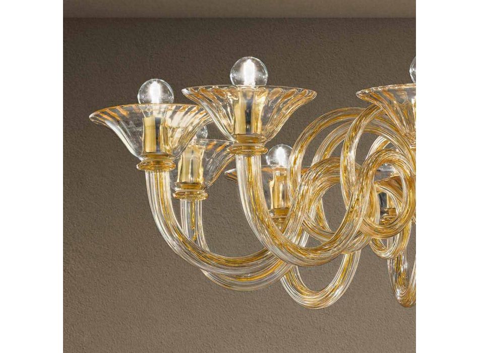 12 ljus handgjord ljuskrona i venetiansk glas tillverkad i Italien - Margherita