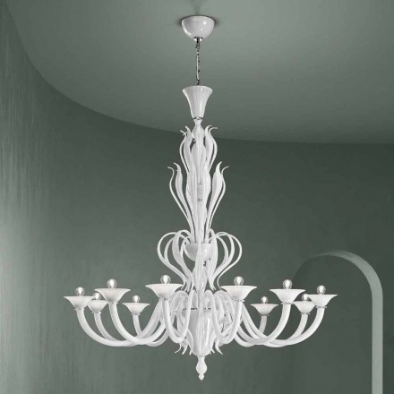 12 ljus Venedig glaskrona handgjord i Italien - Agustina Viadurini