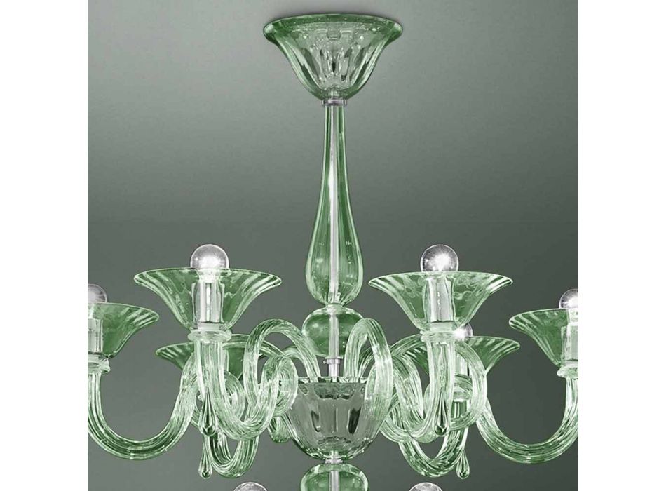 18 ljus ljuskrona i venetiansk glas handgjord i Italien - Margherita Viadurini