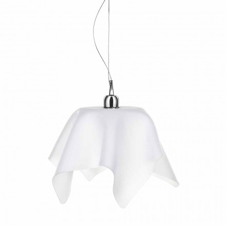 Chandelier vit satin drapering design med Daphne gjort i Italien Viadurini