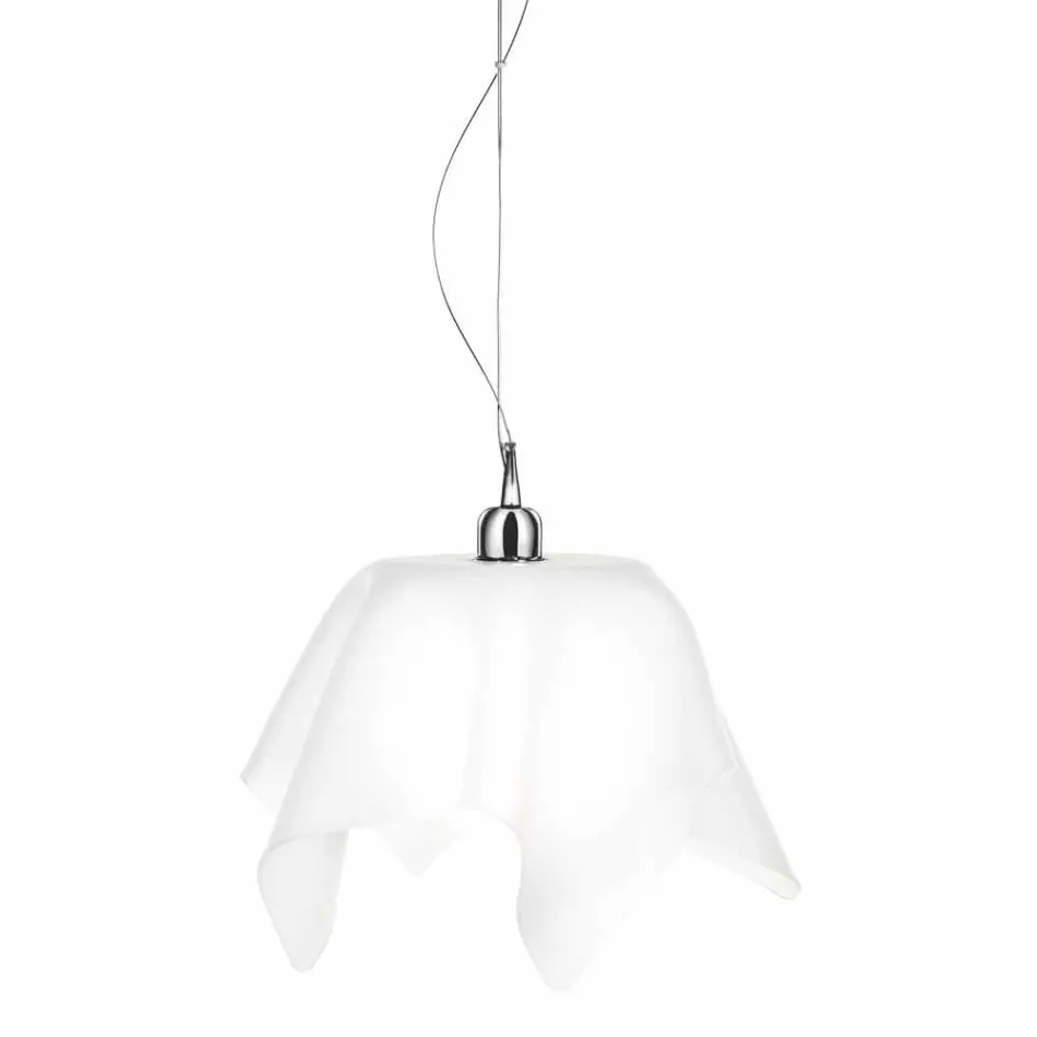 Chandelier vit satin drapering design med Daphne gjort i Italien Viadurini