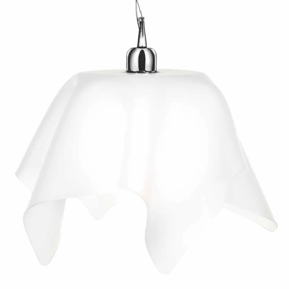 Chandelier vit satin drapering design med Daphne gjort i Italien Viadurini