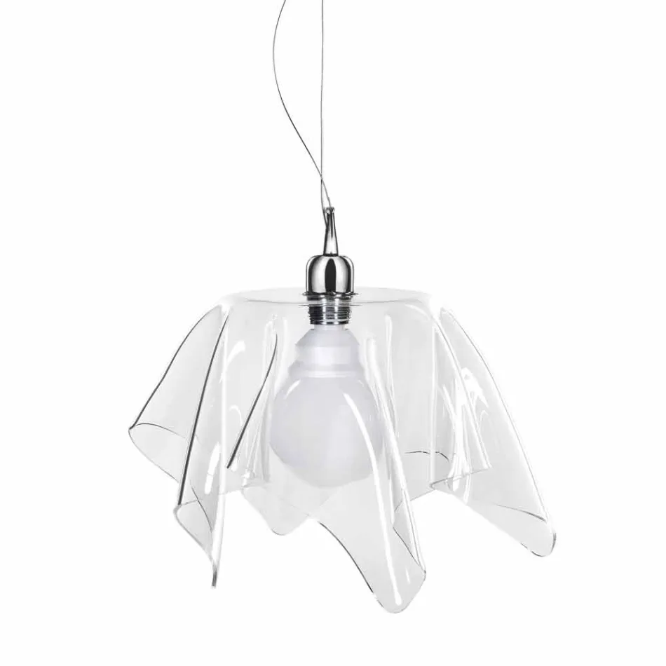 Chandelier transparent designen draperade Daphne gjort i Italien Viadurini