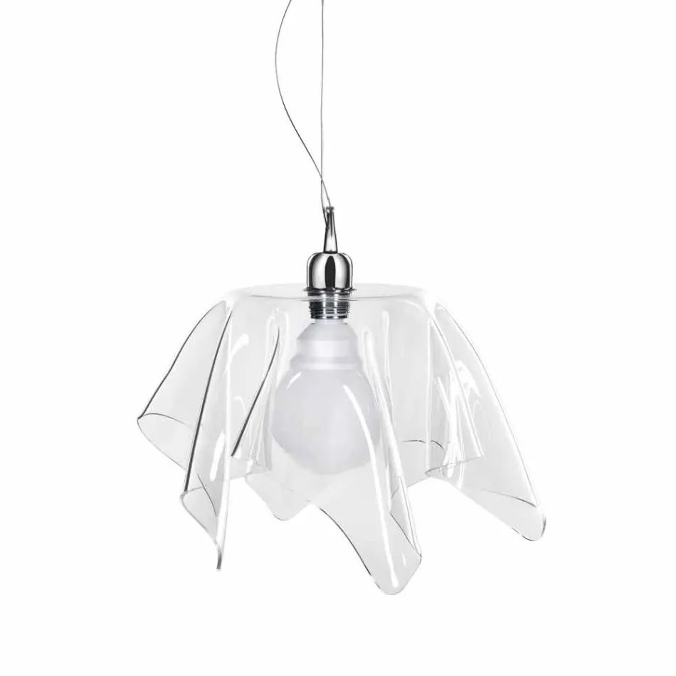 Chandelier transparent designen draperade Daphne gjort i Italien Viadurini