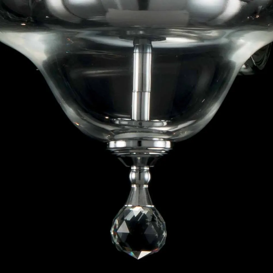 utformning ljuskrona 6 lampor glas och Crist Ivy, tillverkad i Italien Viadurini