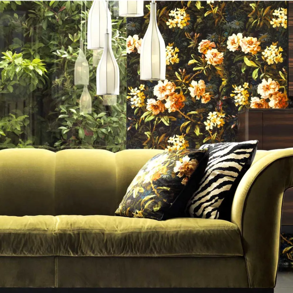 Design ljuskrona med 6 lampskärmar Grilli Mathusalem gjord i Italien Viadurini