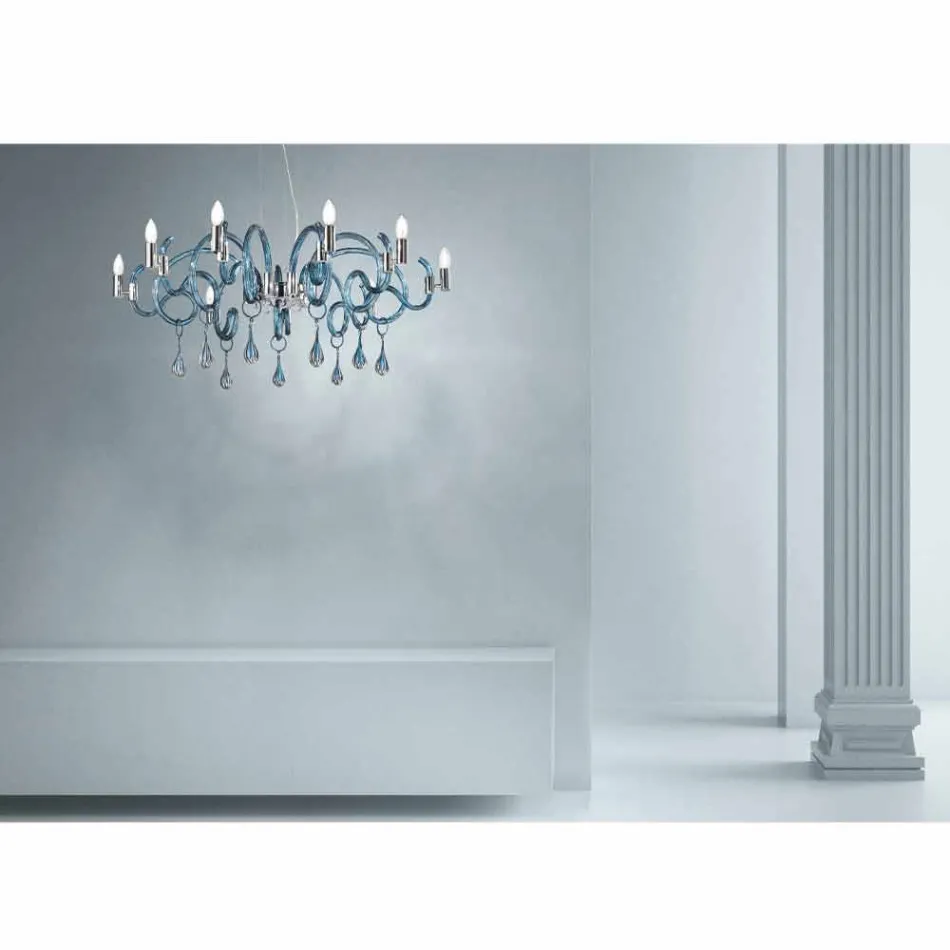 Handgjord 9 Ljuskrona i venetianskt glas Tillverkad i Italien - Bernadette Viadurini