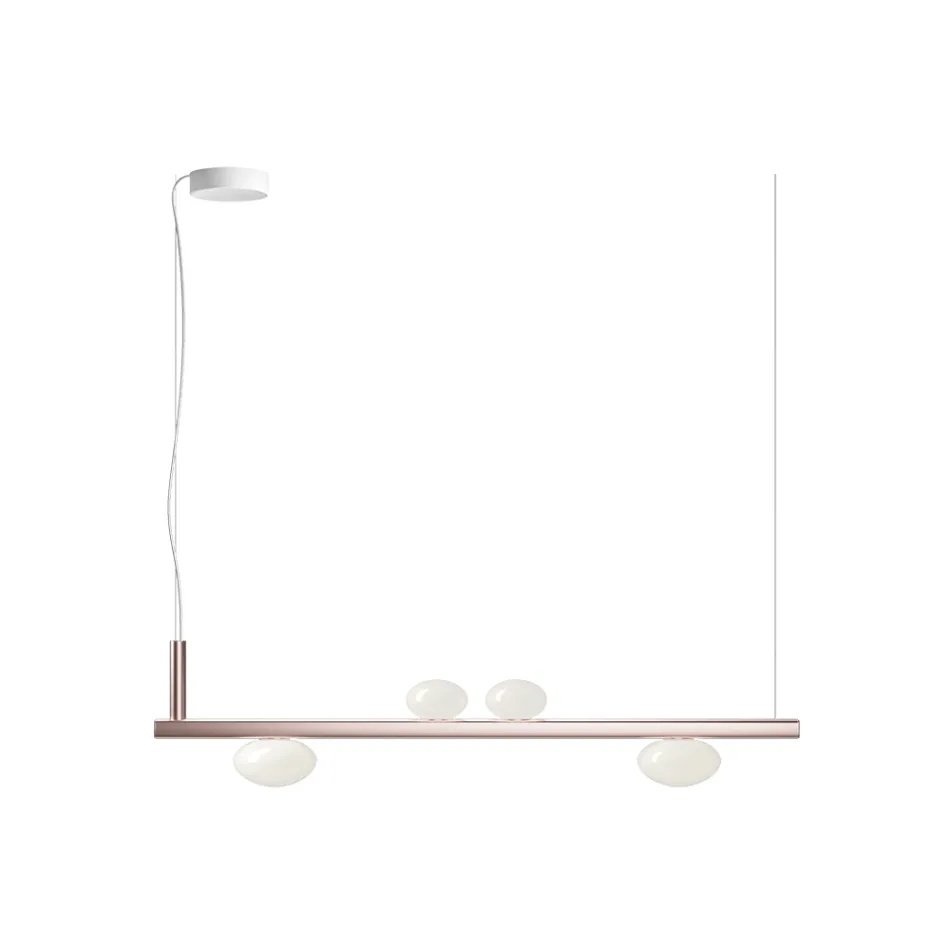 Aluminiumkrona med vitblåst glaslampa - Alma Viadurini