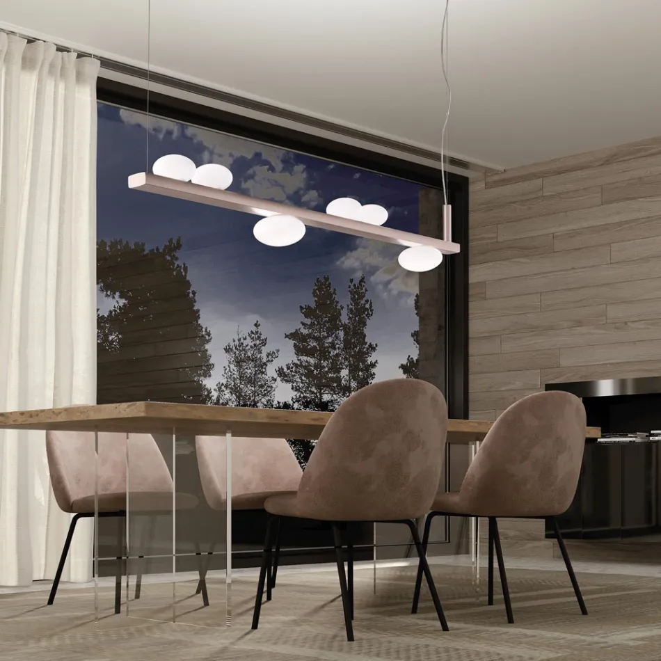 Aluminiumkrona med vitblåst glaslampa - Alma Viadurini