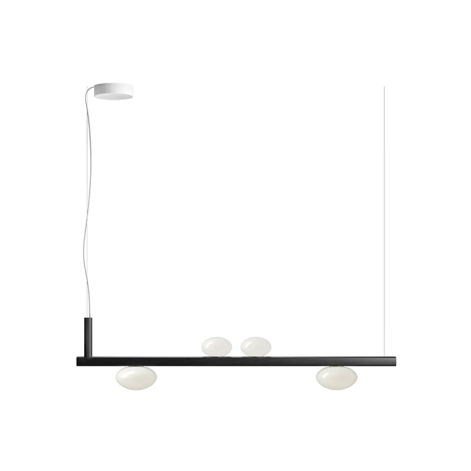 Aluminiumkrona med vitblåst glaslampa - Alma Viadurini