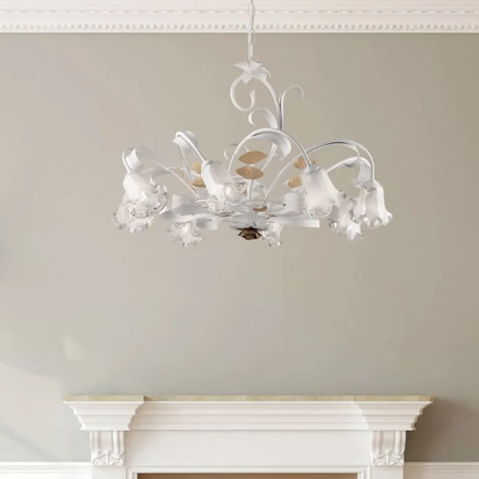 Elfenbenslackerad järnkrona Tillverkad i Italien för inredning - Marrakech Viadurini