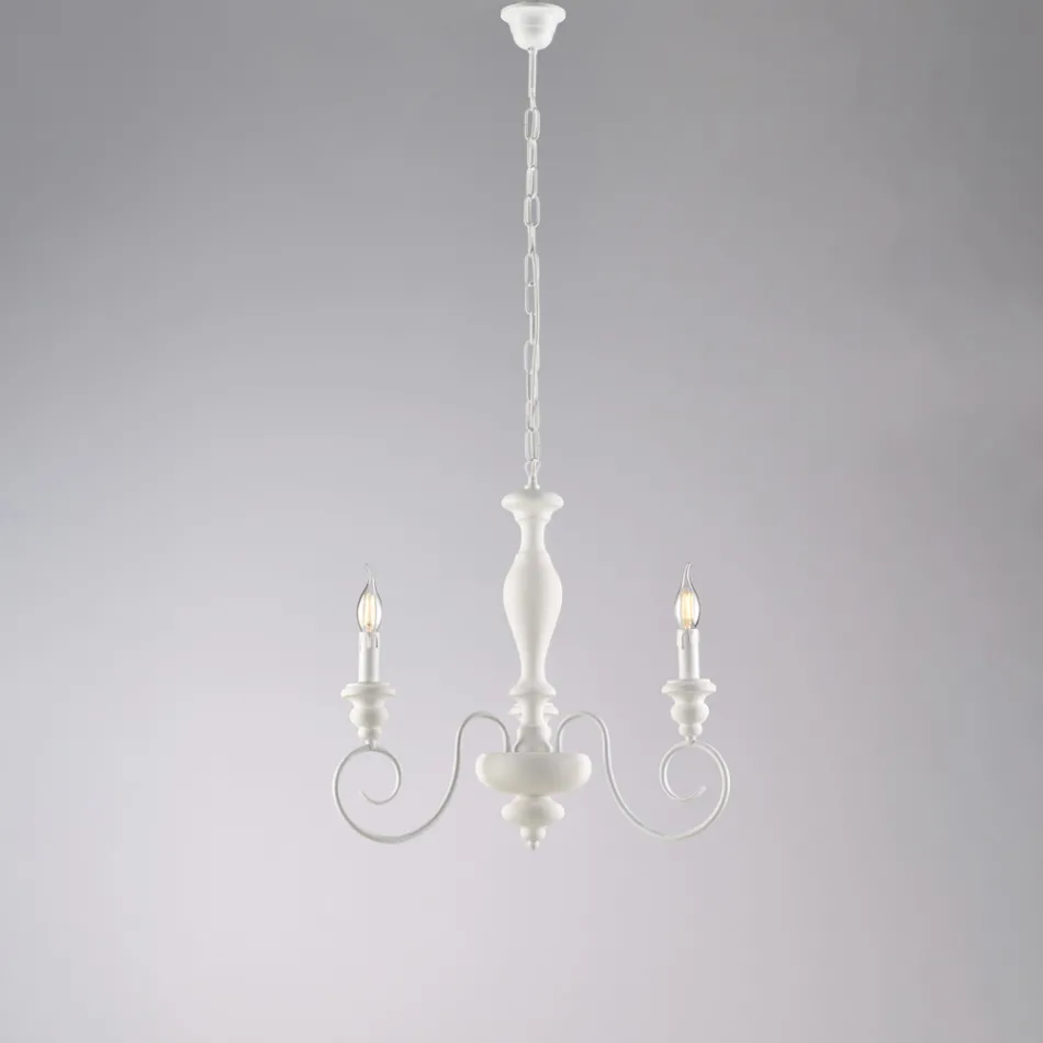 Italiensktillverkad ljuskrona i trä och lackerat järn för inredning - Toscana Viadurini