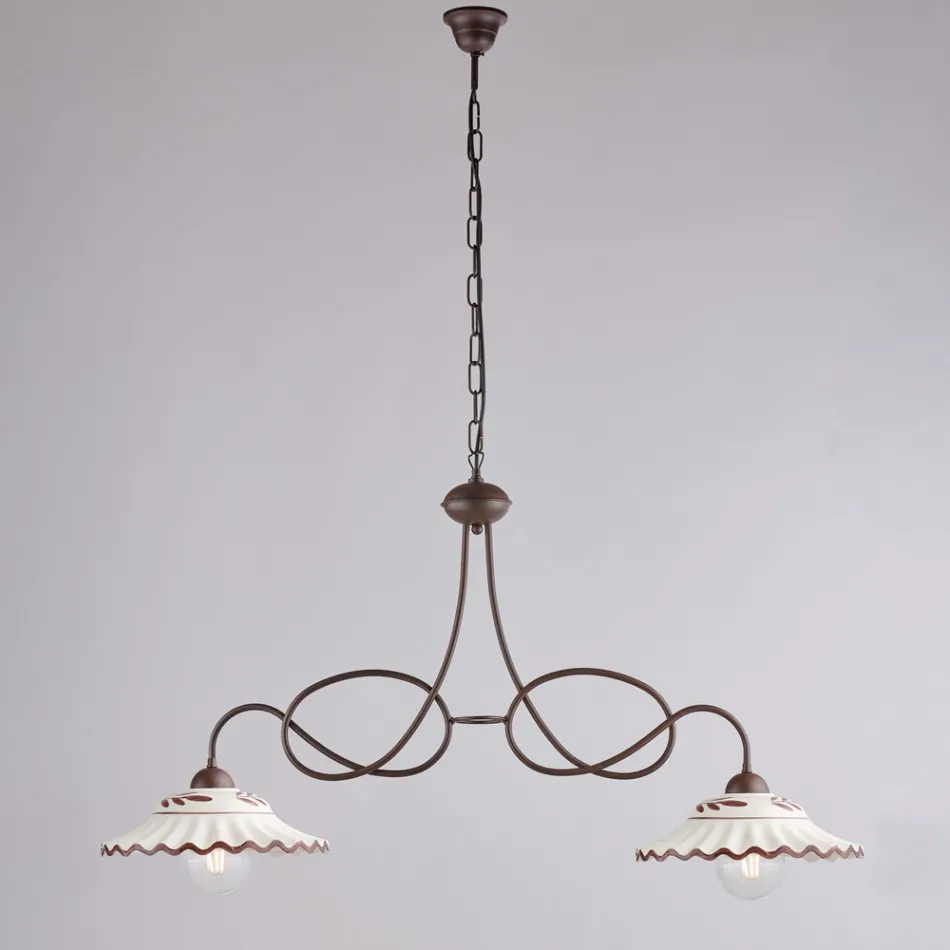 Vit keramisk metallkrona med 2 ljus för inomhusbruk - Polaris Viadurini