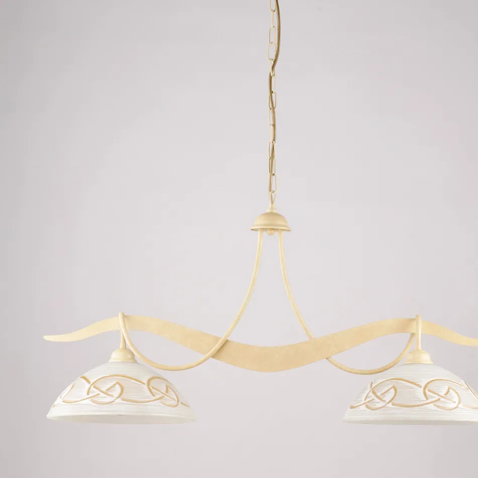 2-ljuskrona i glas och metall för inomhusbelysning - Musca Viadurini