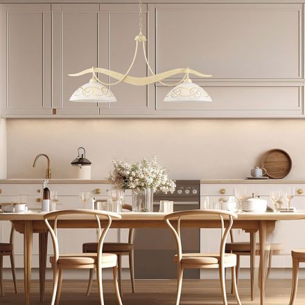 2-ljuskrona i glas och metall för inomhusbelysning - Musca Viadurini