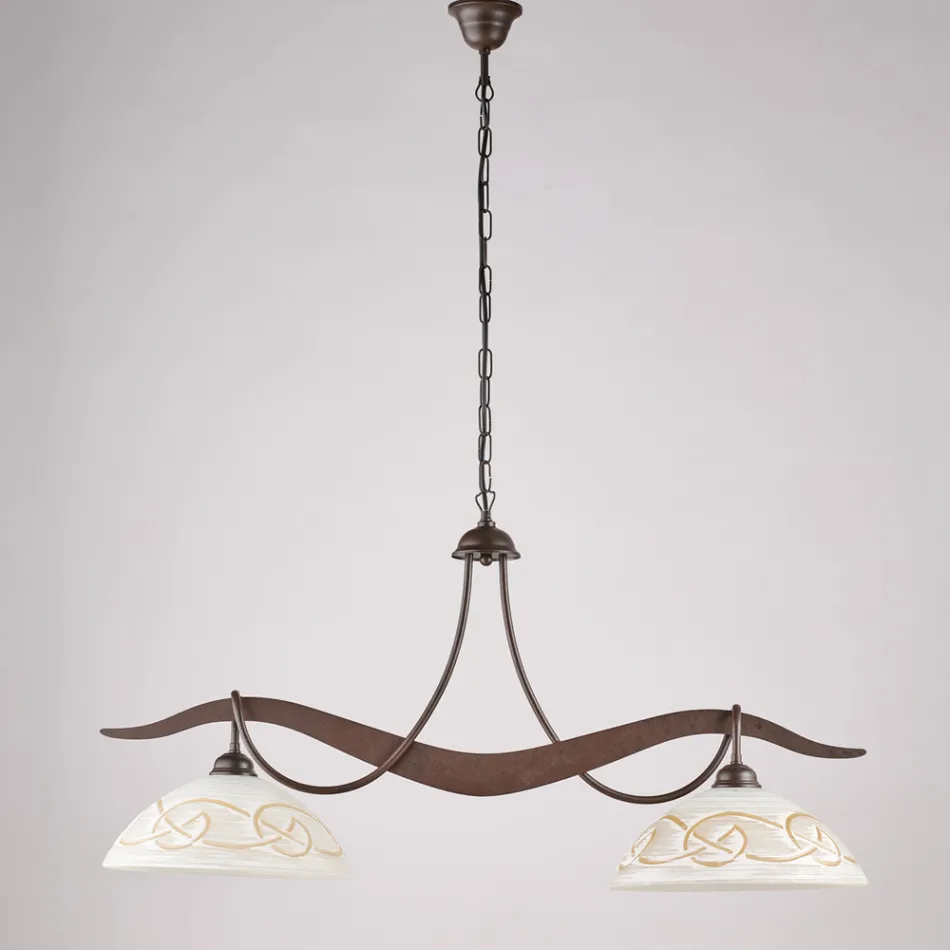 2-ljuskrona i glas och metall för inomhusbelysning - Musca Viadurini