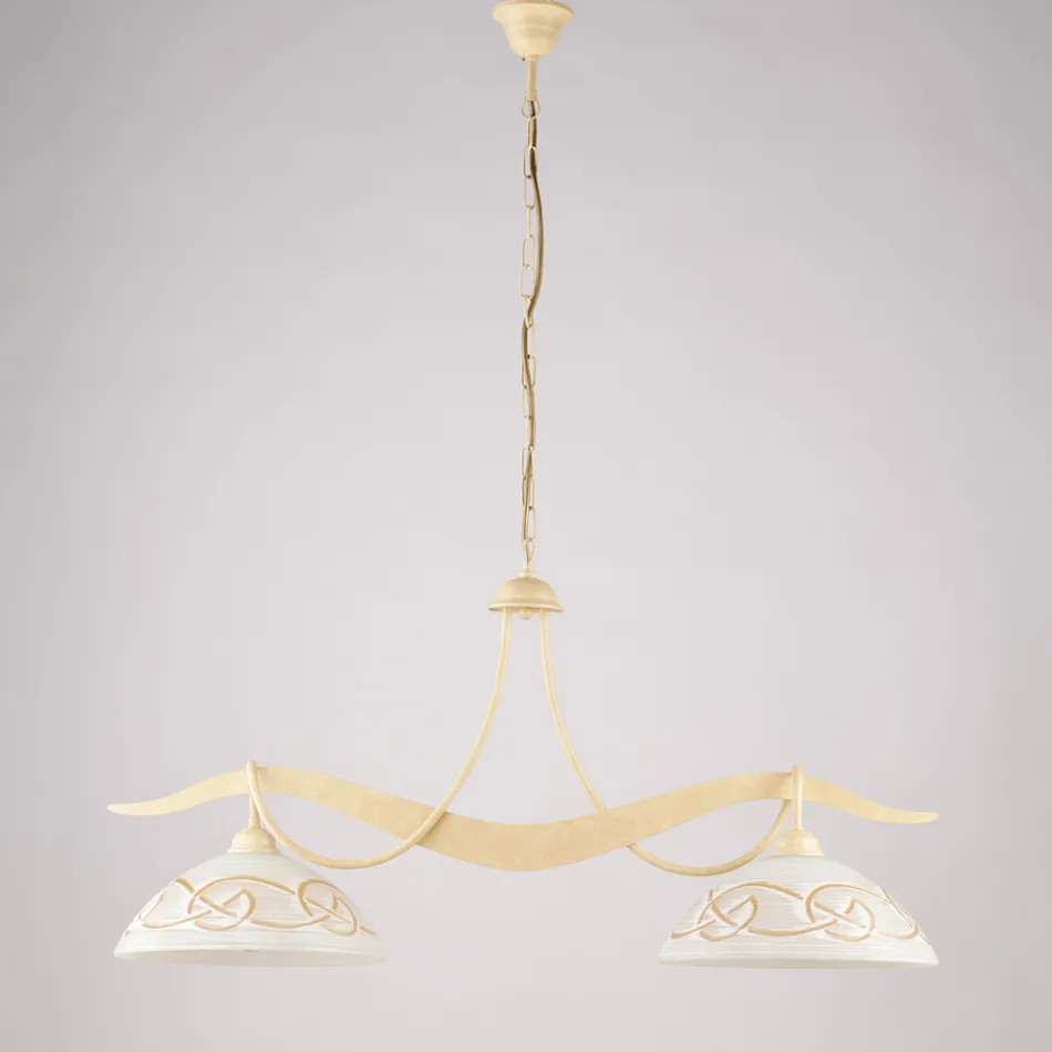 2-ljuskrona i glas och metall för inomhusbelysning - Musca Viadurini