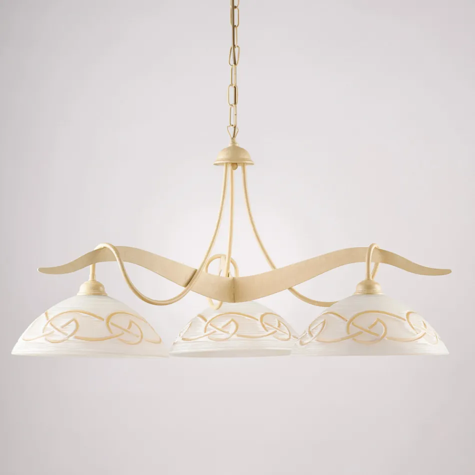 3-ljuskrona i glas och metall för inomhusbelysning - Musca Viadurini