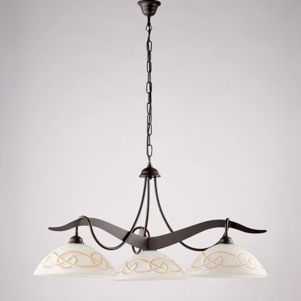 3-ljuskrona i glas och metall för inomhusbelysning - Musca Viadurini