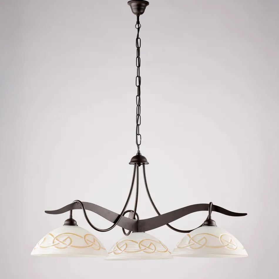 3-ljuskrona i glas och metall för inomhusbelysning - Musca Viadurini