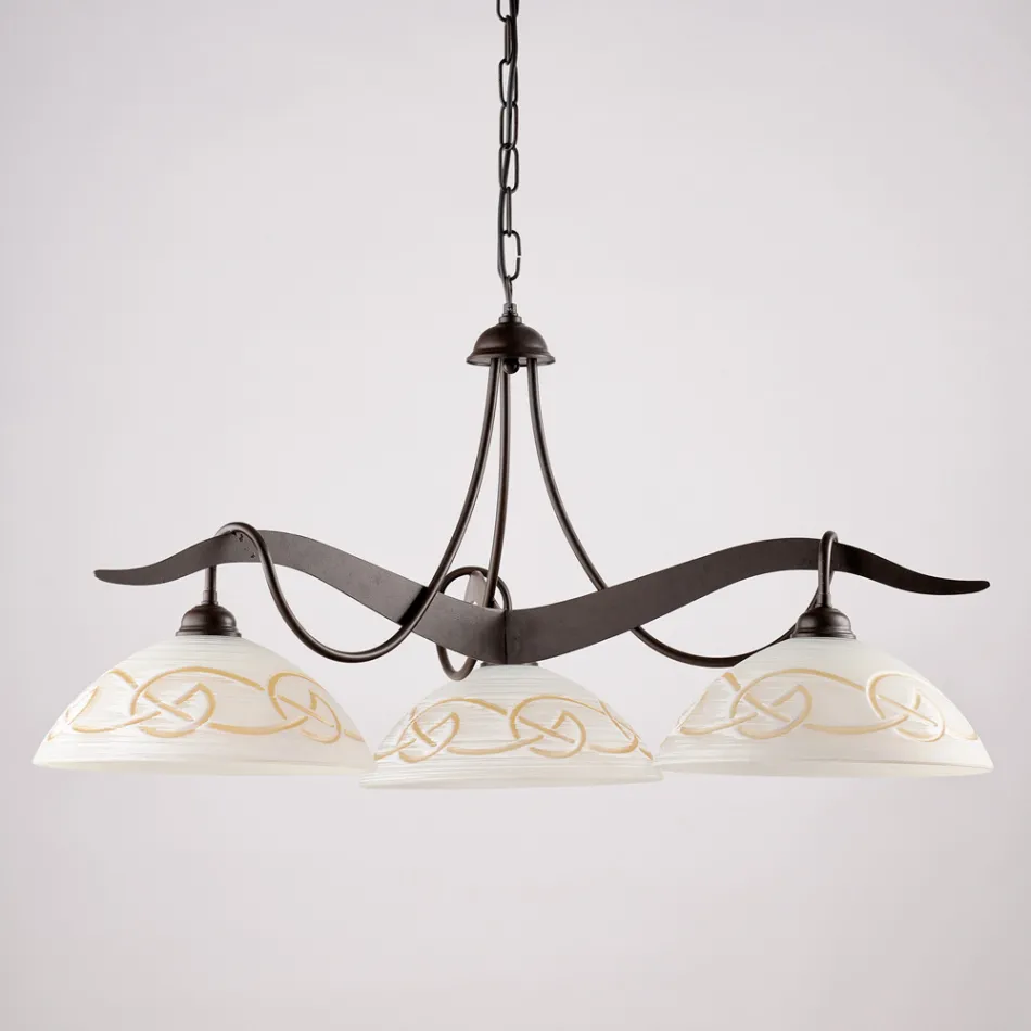 3-ljuskrona i glas och metall för inomhusbelysning - Musca Viadurini