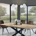 Ljuskrona i metallisk guldmetall och 4 vita glaskulor - Venedig Viadurini