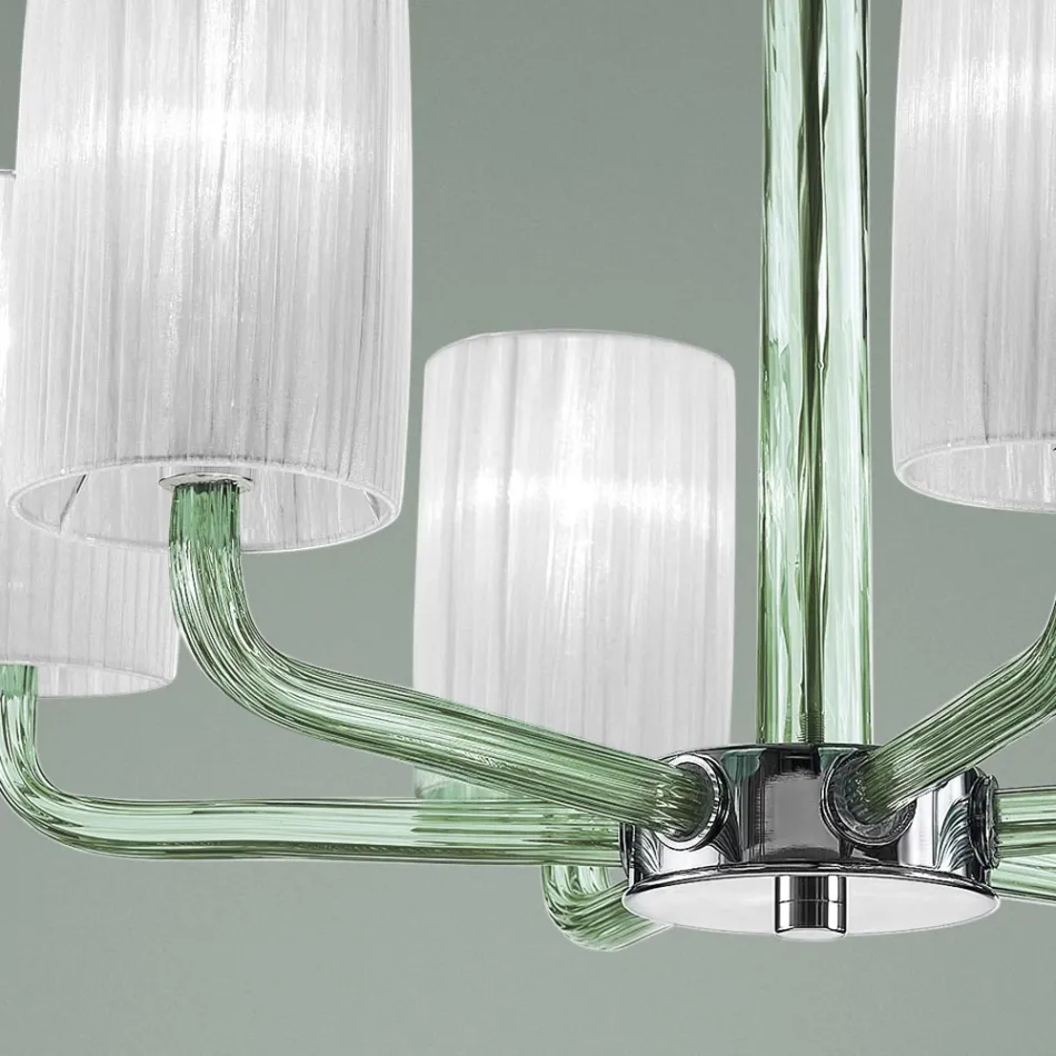 Ljuskrona i Venedig glas och metall Handgjord i Italien - Graham Viadurini