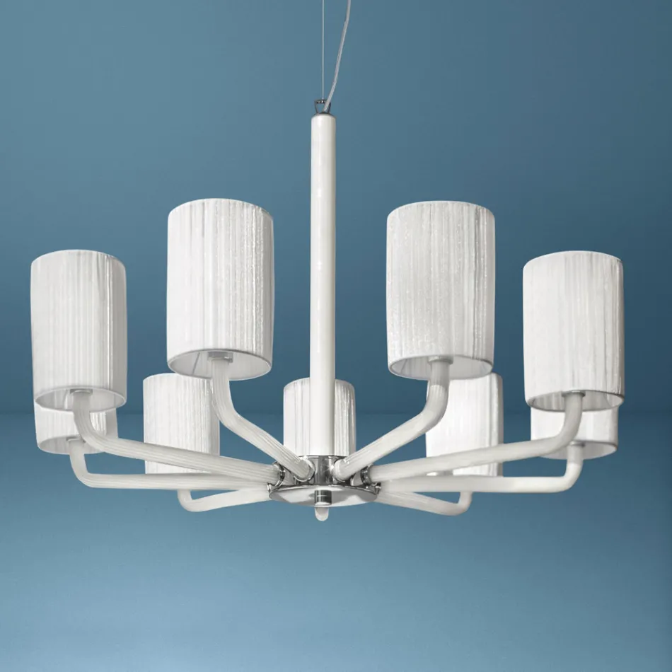 Ljuskrona i Venedig glas och metall Handgjord i Italien - Graham Viadurini