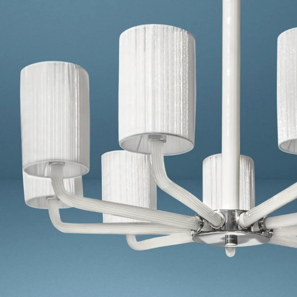 Ljuskrona i Venedig glas och metall Handgjord i Italien - Graham Viadurini