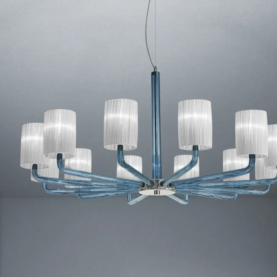 Ljuskrona i Venedig glas och metall Handgjord i Italien - Graham Viadurini